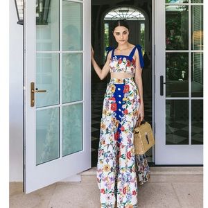 Cara Cara Floral Maxi Skirt - Blue and White